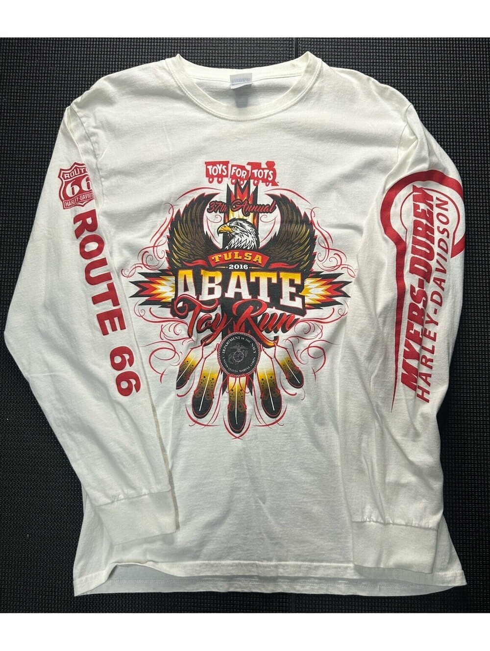 Vintage Style Harley Davidson Route 66 Biker Long Sleeve T Shirt L
